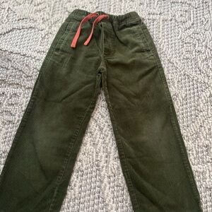 Mini Boden Olive Corduroy Pants with Orange Tie